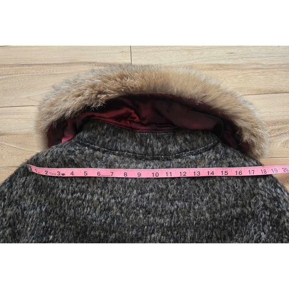 Vtg 60s 70s Wool Coat Real Fox Fur Collar Fall Winter Cozy Luxury ILGWU Gray - Picture 13 of 16